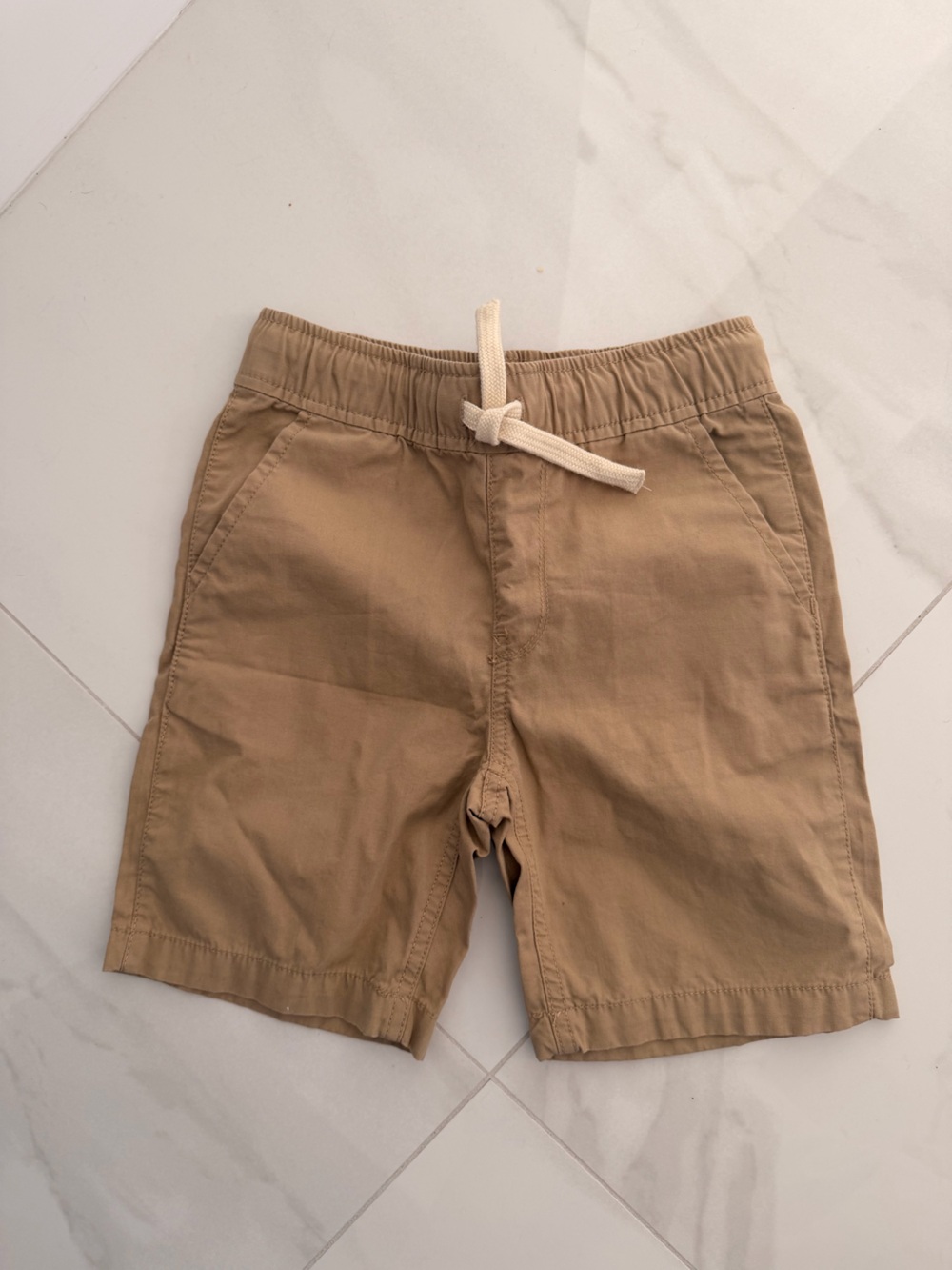 Place boys Drawstring Shorts - Tan with Cream Tie